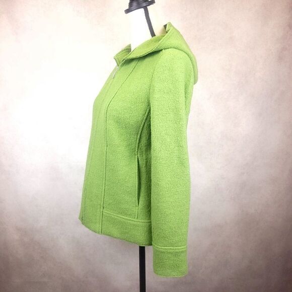 Vintage Hilary Radley Green Hooded Zippered Wool Coat Size Small - Picture 2 of 12